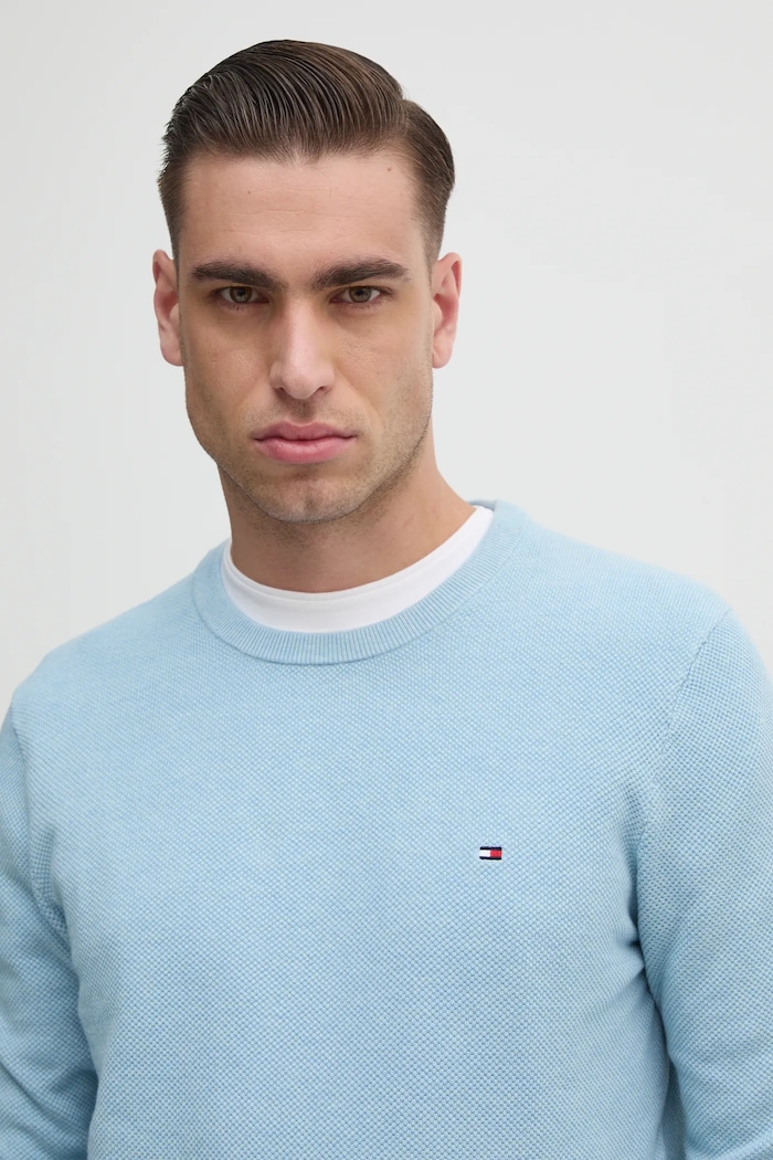Tommy Hilfiger πουλόβερ ανδρικό βαμβακερό μπλε MW0MW36347