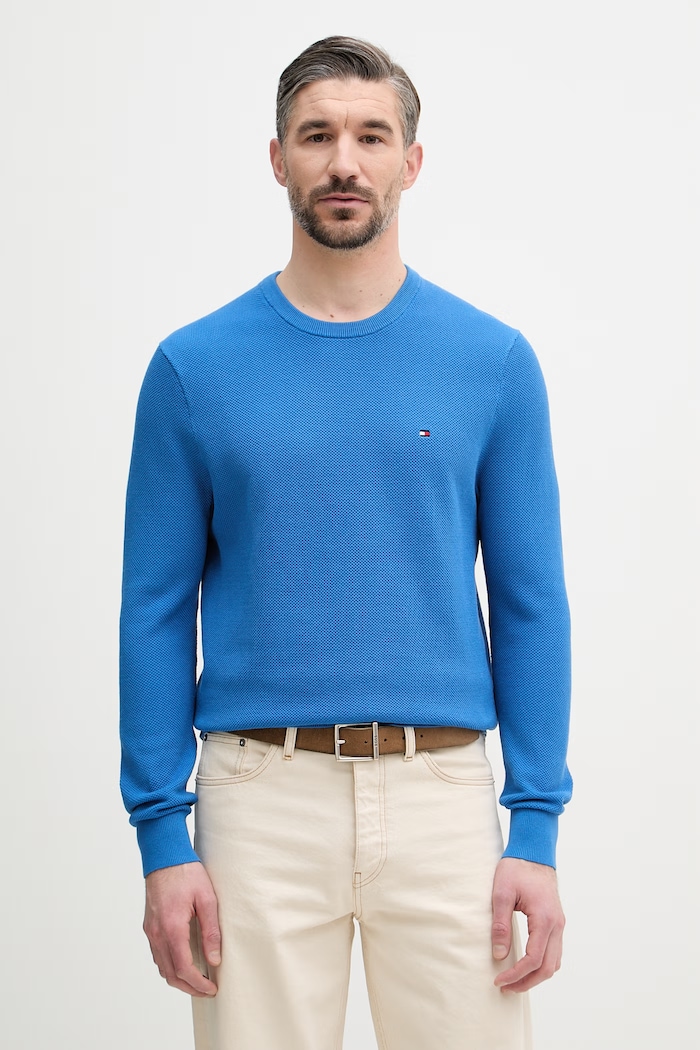Tommy Hilfiger sveter pánsky bavlnený modrá MW0MW36347