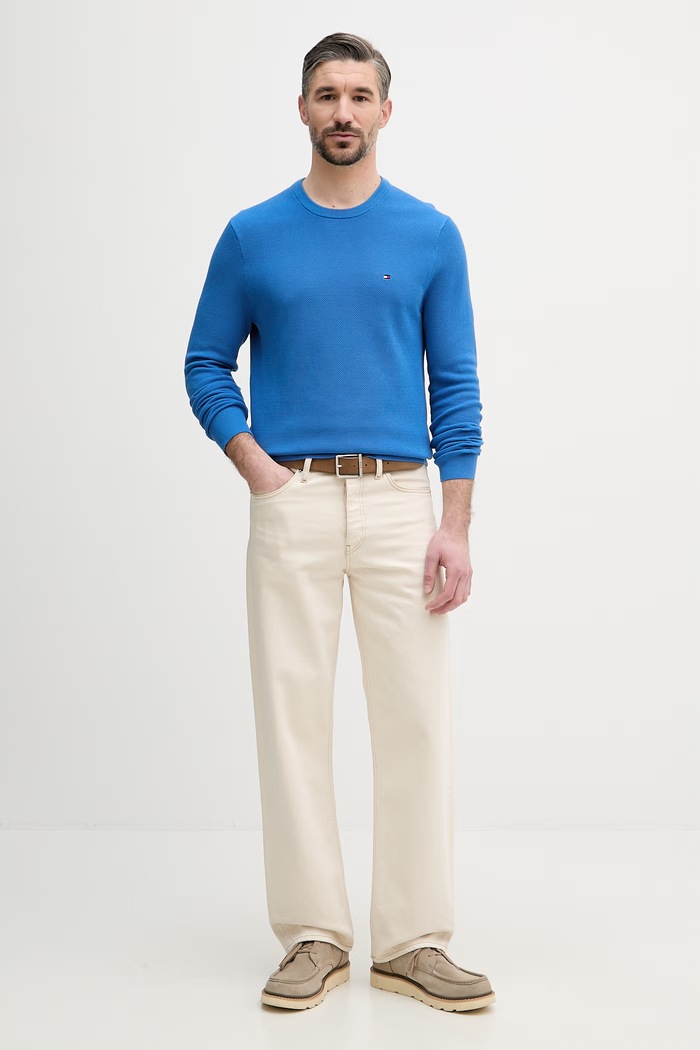 Tommy Hilfiger sveter pánsky bavlnený MW0MW36347 modrá SS26