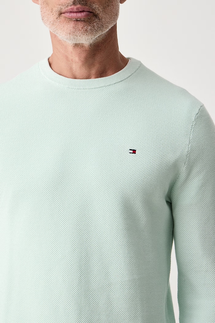 Sweter męski bawełniany Tommy Hilfiger MW0MW36347 turkusowy