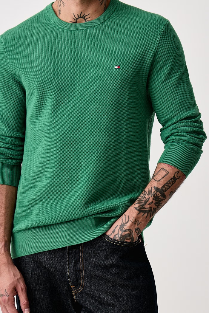 Sweter męski bawełniany Tommy Hilfiger MW0MW36347 zielony