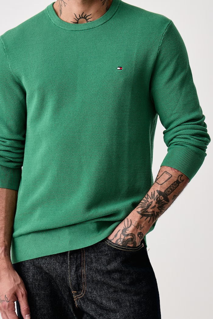Sweter męski bawełniany Tommy Hilfiger MW0MW36347 zielony