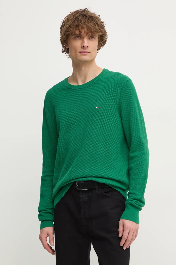 Tommy Hilfiger sveter pánsky bavlnený zelená MW0MW36347