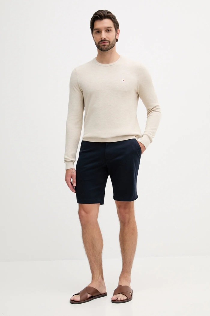 Tommy Hilfiger sweter męski bawełniany MW0MW36347 beżowy SS26
