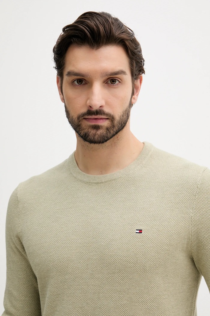 Sweter męski bawełniany Tommy Hilfiger MW0MW36347 zielony