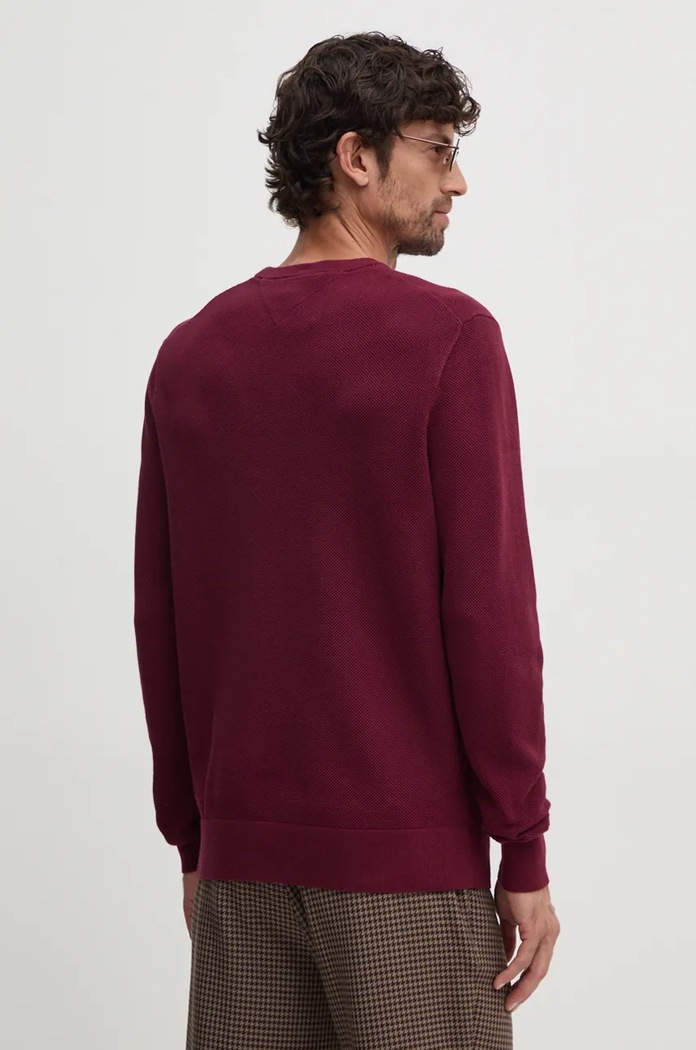 Odzież Tommy Hilfiger sweter męski bawełniany MW0MW36347 bordowy