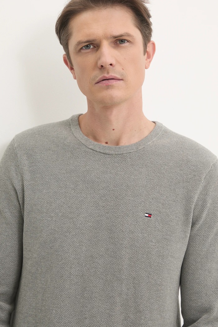 Tommy Hilfiger sveter pánsky bavlnený sivá MW0MW36347