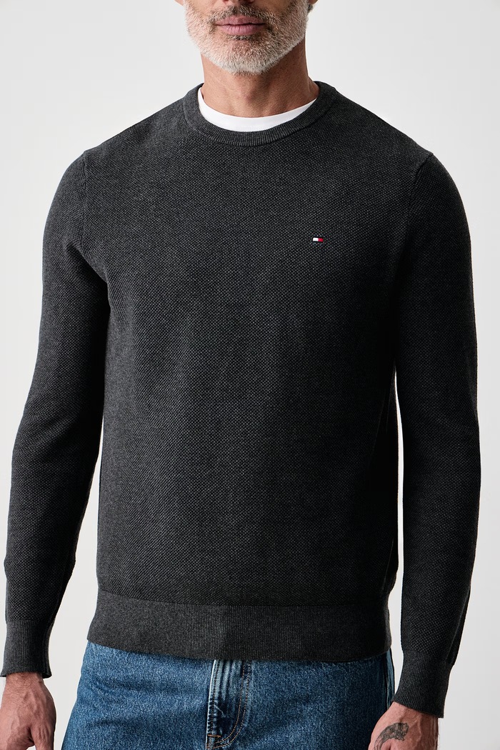 Svetr pánský bavlněný Tommy Hilfiger MW0MW36347 šedá
