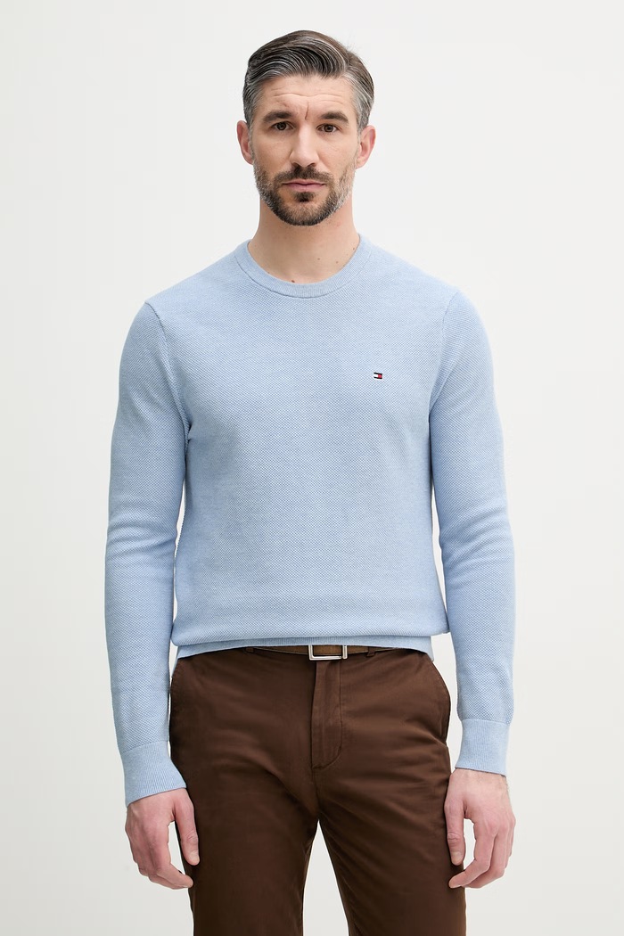 Tommy Hilfiger Sweter męski bawełniany niebieski MW0MW36347