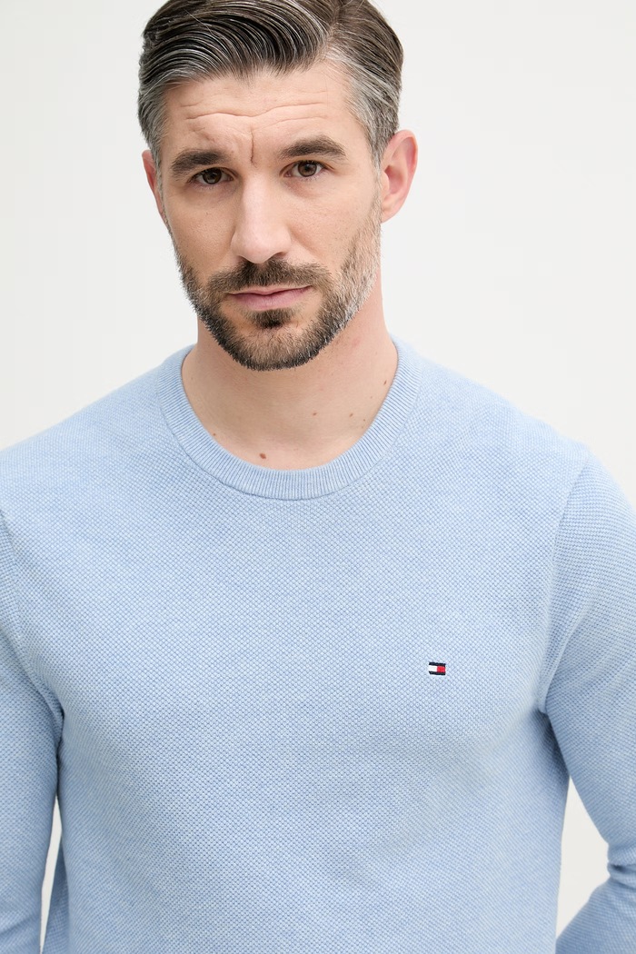 Sweter męski bawełniany Tommy Hilfiger niebieski MW0MW36347