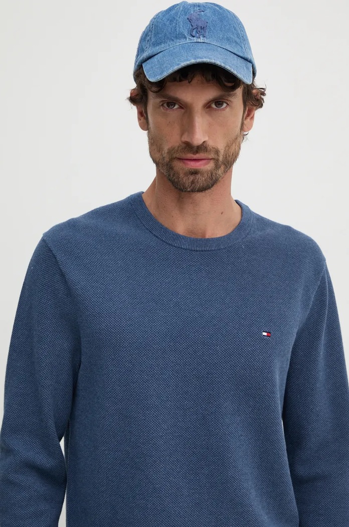 Tommy Hilfiger pulover bărbați din bumbac albastru MW0MW36347