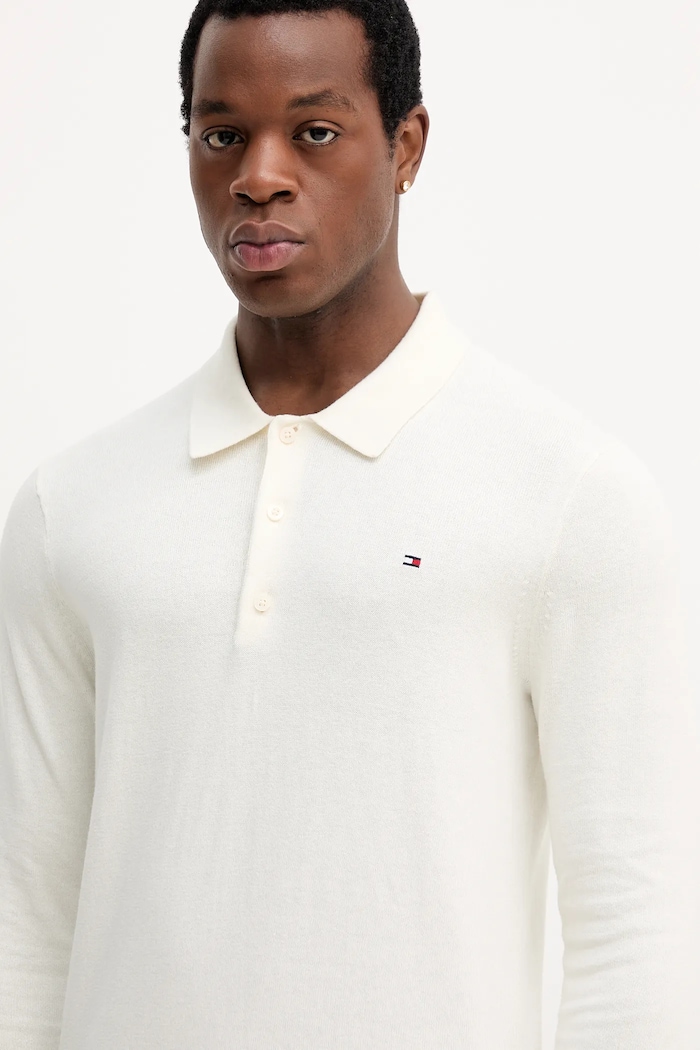 Tommy Hilfiger sweter z domieszką kaszmiru beżowy MW0MW36519