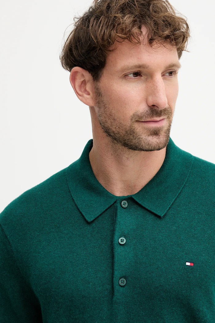 Pulover s primesjo kašmirja Tommy Hilfiger turkizna MW0MW36519
