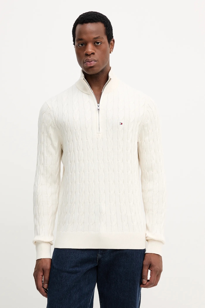 Tommy Hilfiger pulover de bumbac subtiri bej MW0MW36532