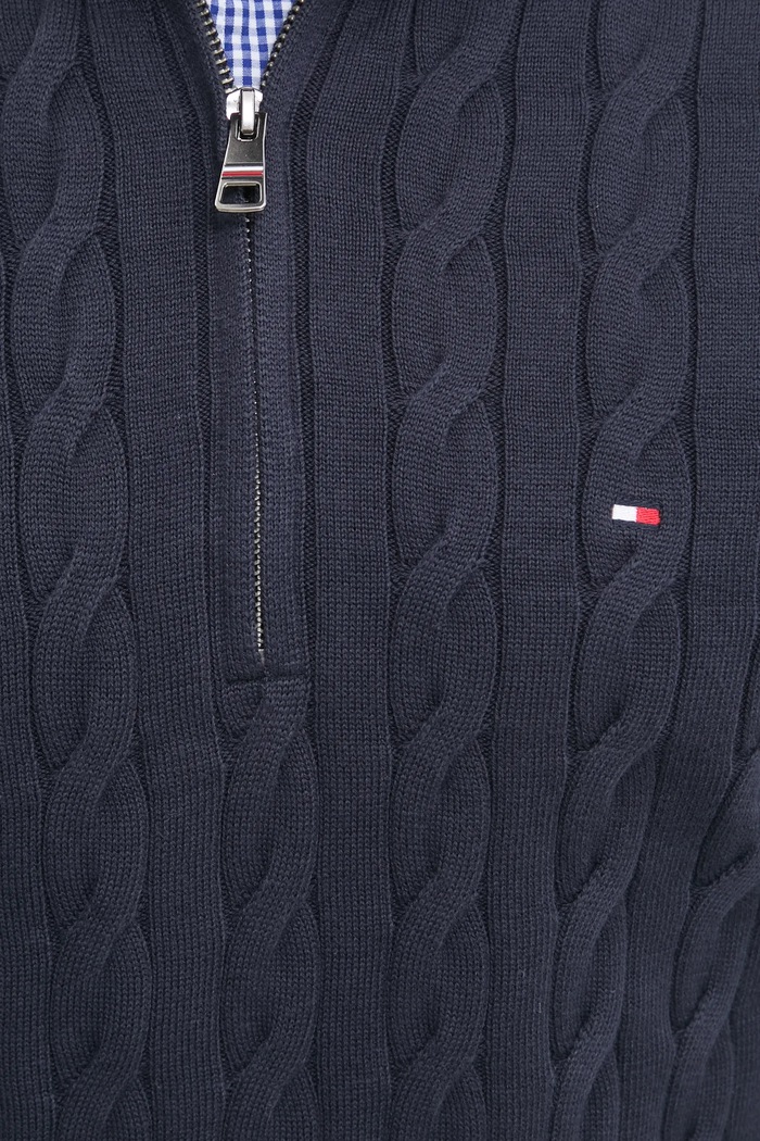 Bavlněný svetr Tommy Hilfiger námořnická modř MW0MW36532