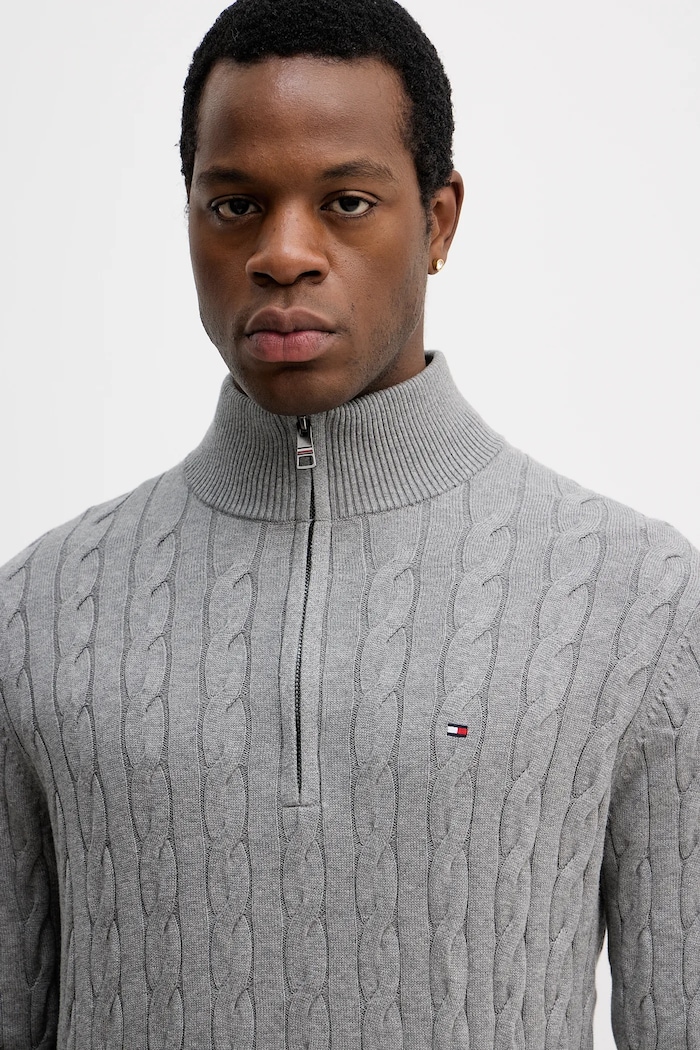 Tommy Hilfiger sweter bawełniany szary MW0MW36532