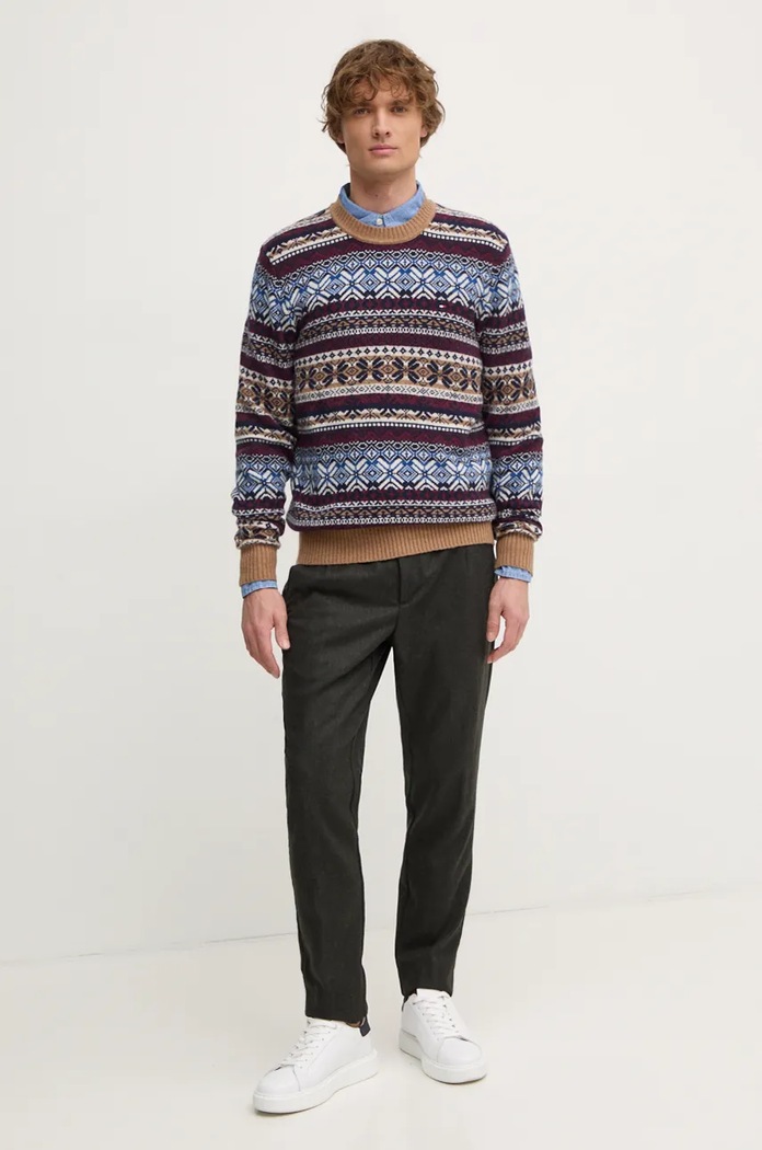 Vlněný svetr Tommy Hilfiger MW0MW37026 burgundské AW24