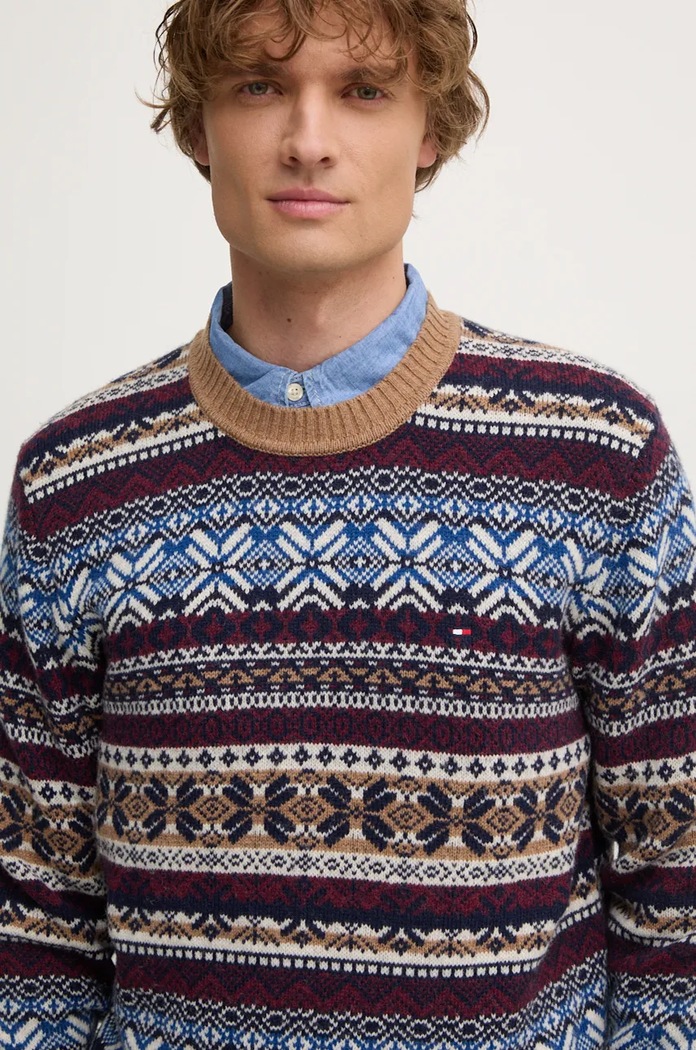 Vlněný svetr Tommy Hilfiger burgundské MW0MW37026