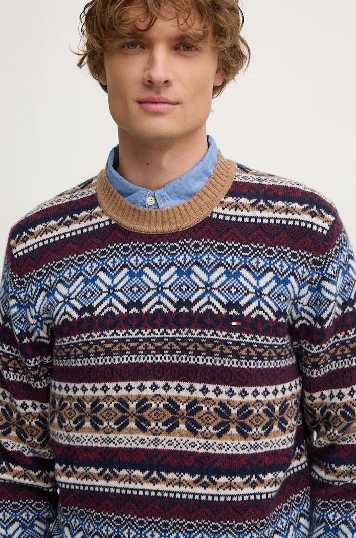 Vlněný svetr Tommy Hilfiger burgundské MW0MW37026
