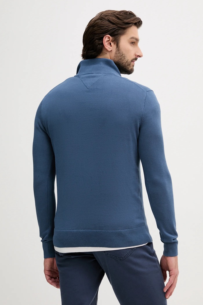 Ρούχα Tommy Hilfiger πουλόβερ ανδρικό βαμβακερό MW0MW37331 μπλε
