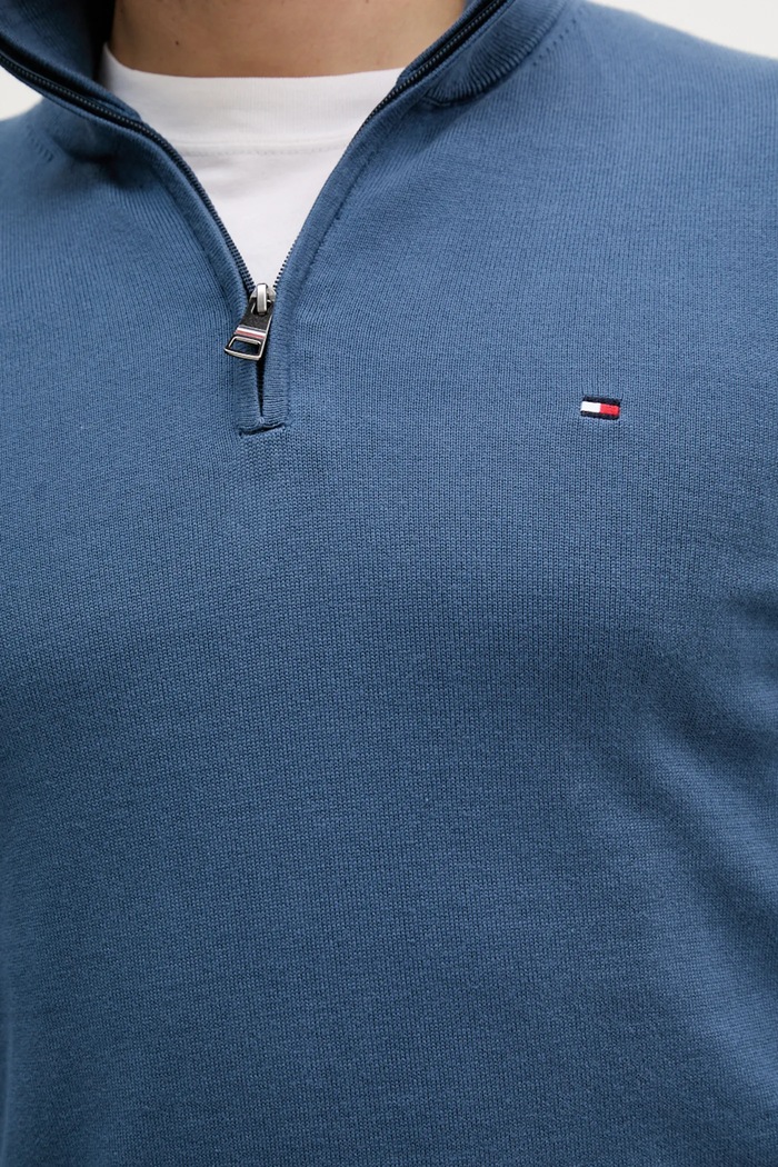 Tommy Hilfiger πουλόβερ ανδρικό βαμβακερό MW0MW37331 μπλε