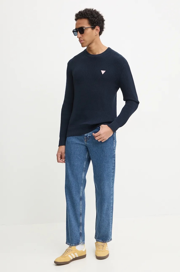 Bavlněný svetr Guess Jeans M4BR30.Z3HM1 námořnická modř SS26