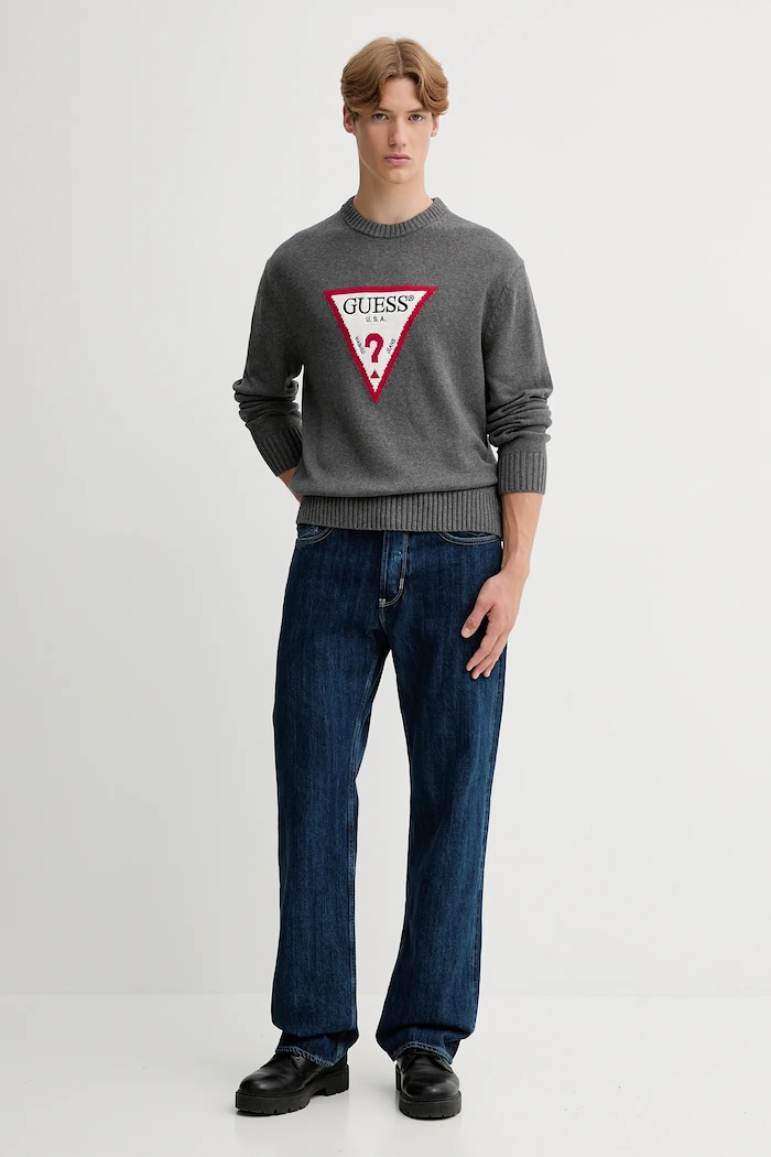 Guess Jeans pamut pulóver M4BR32.Z3HM1 szürke AW25