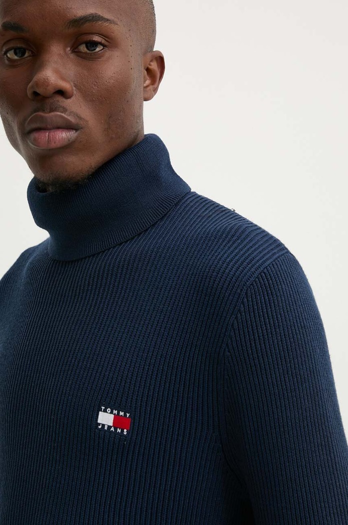 Tommy Jeans sweter z domieszką wełny z domieszką wełny granatowy DM0DM19434