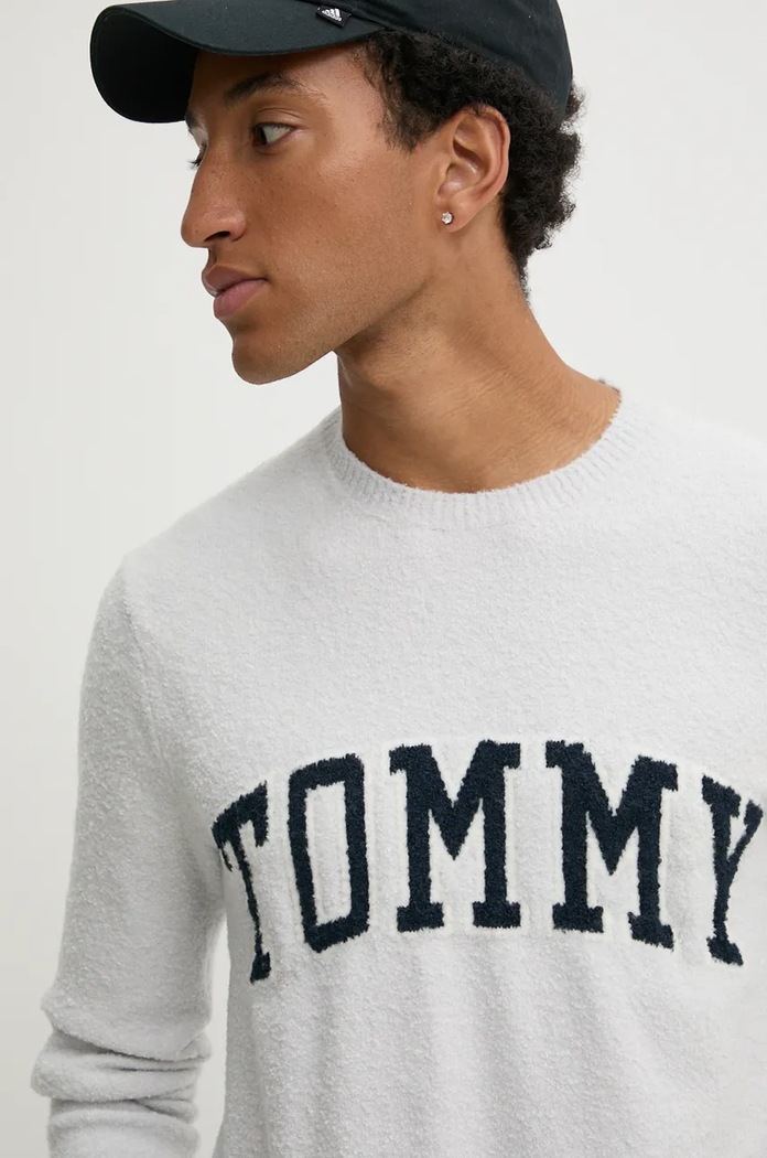Svetr z vlněné směsi Tommy Jeans šedá DM0DM19439
