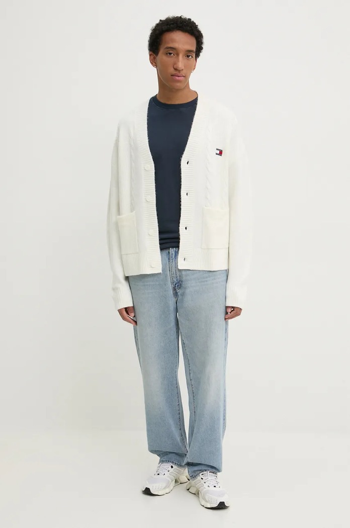 Πλεκτή ζακέτα Tommy Jeans DM0DM19441 μπεζ AW24