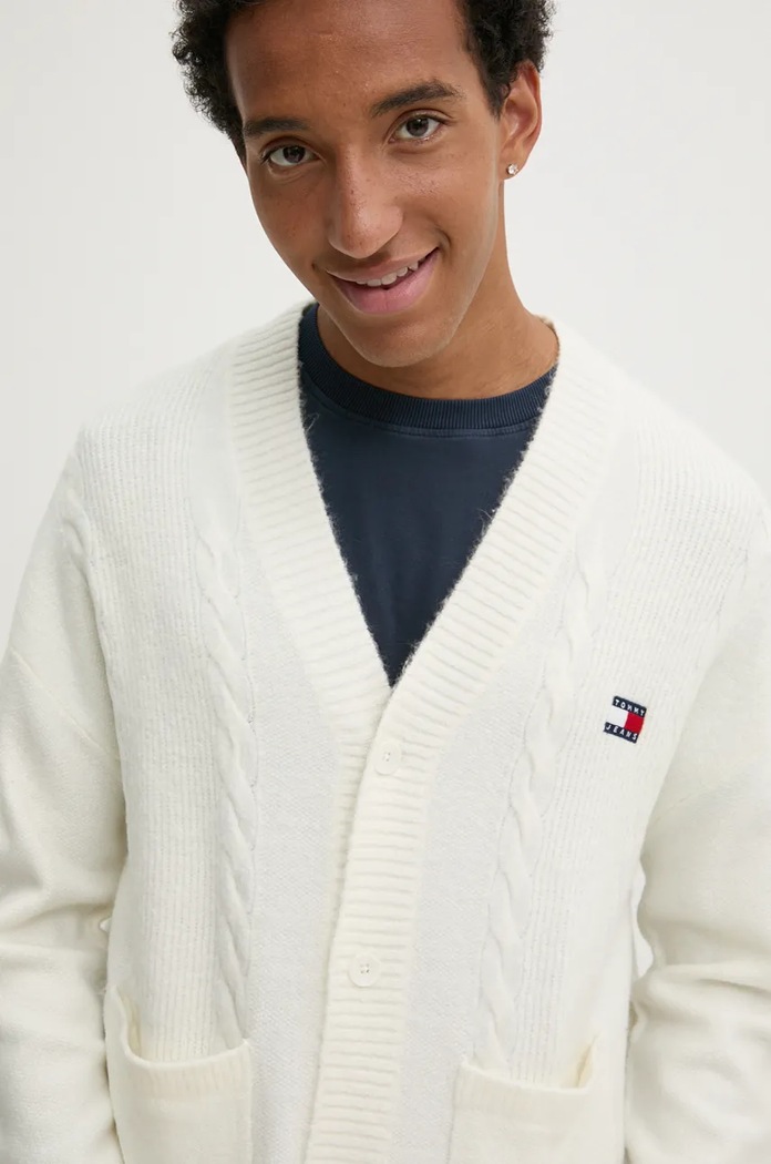Πλεκτή ζακέτα Tommy Jeans μπεζ DM0DM19441