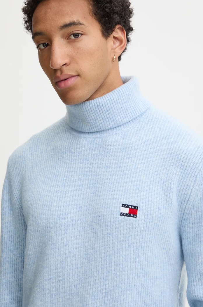 Svetr z vlněné směsi Tommy Jeans modrá DM0DM20602