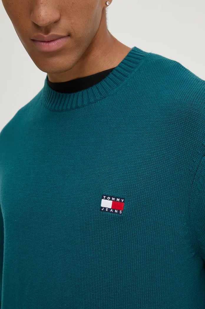 Tommy Jeans sweter z domieszką wełny DM0DM20706 turkusowy