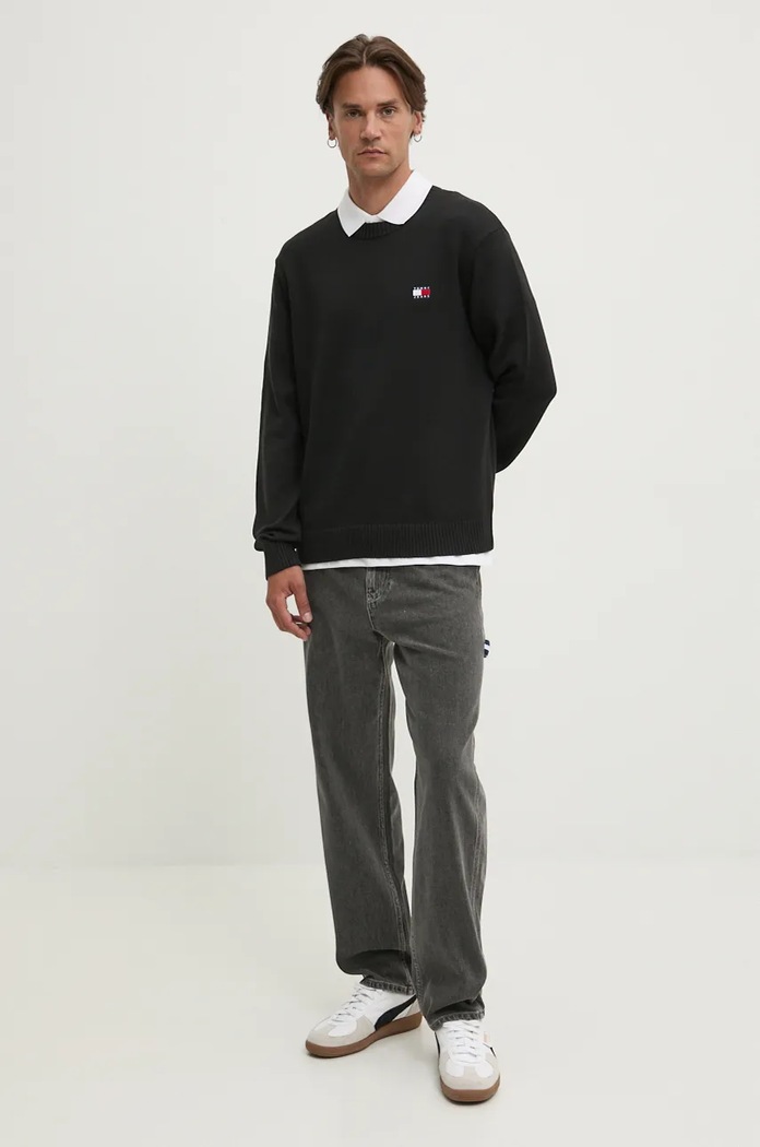 Svetr z vlněné směsi Tommy Jeans DM0DM20706 černá AW24