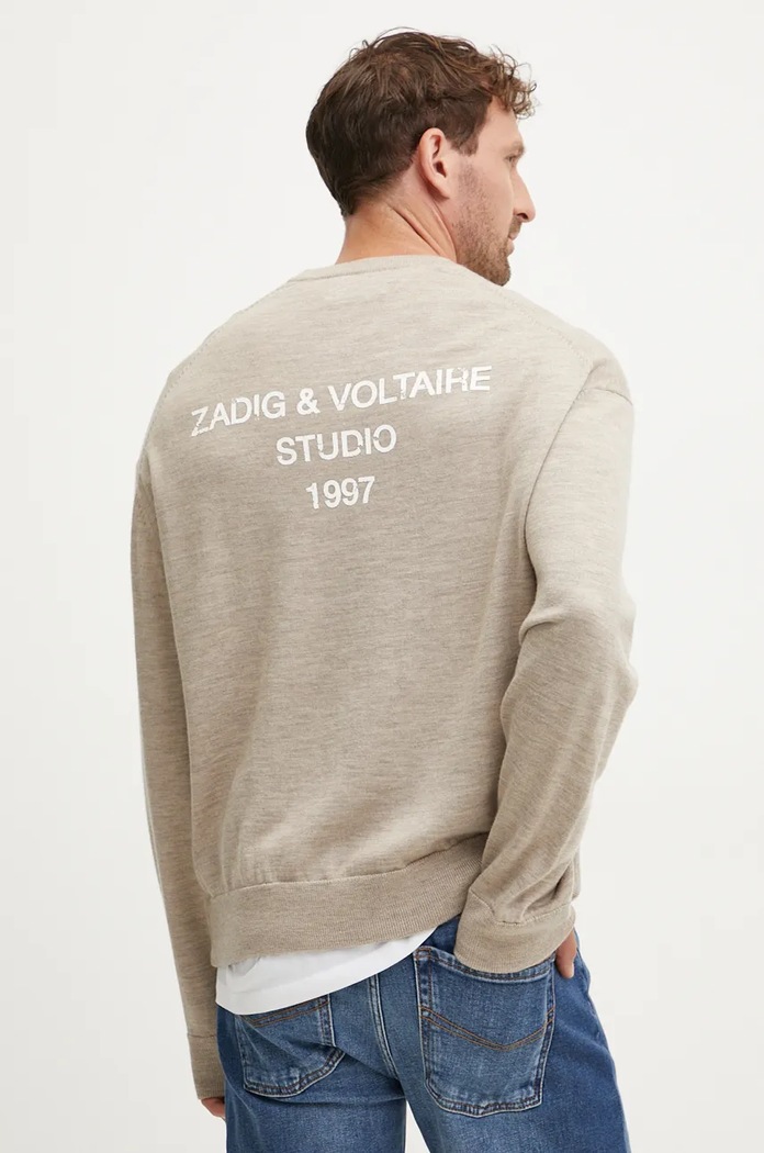 Vlněný svetr ZADIG&VOLTAIRE kulatý béžová KMSW00713
