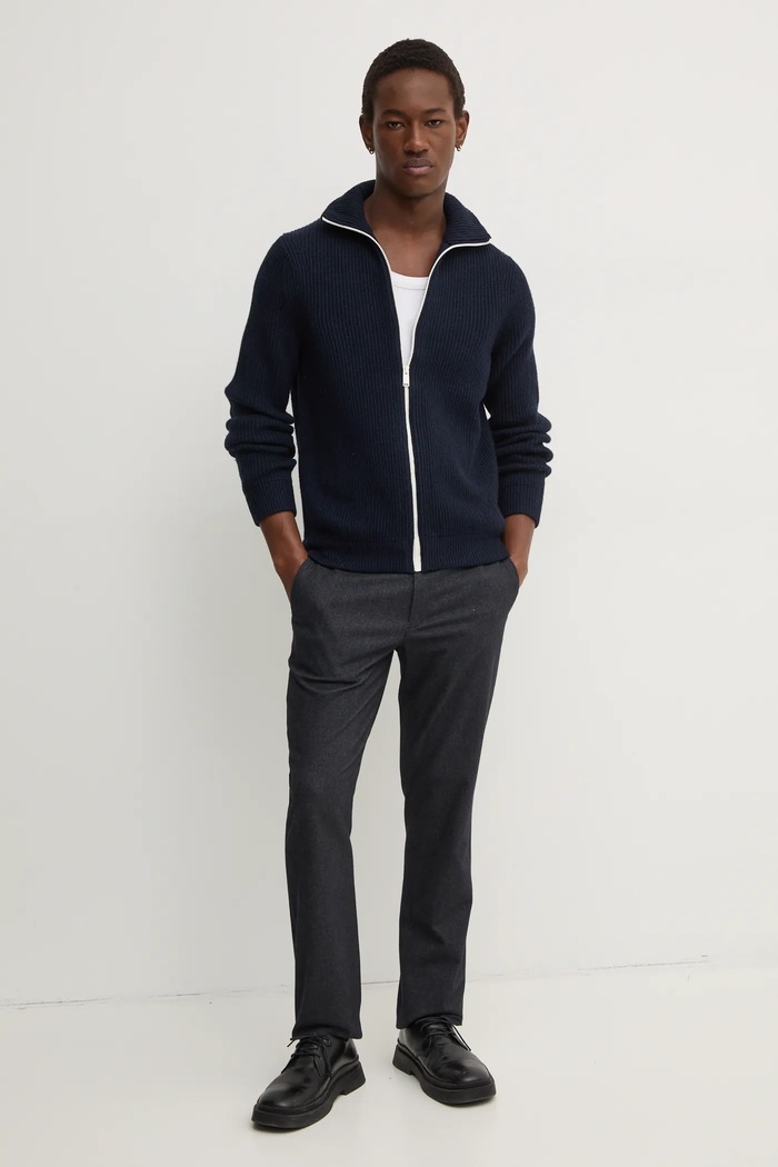 ZADIG&VOLTAIRE kardigan wełniany KMCA00226 granatowy AW24