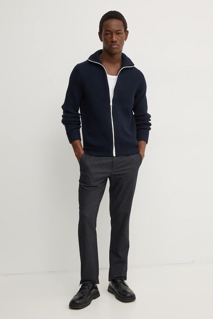 ZADIG&VOLTAIRE kardigan wełniany KMCA00226 granatowy AW24