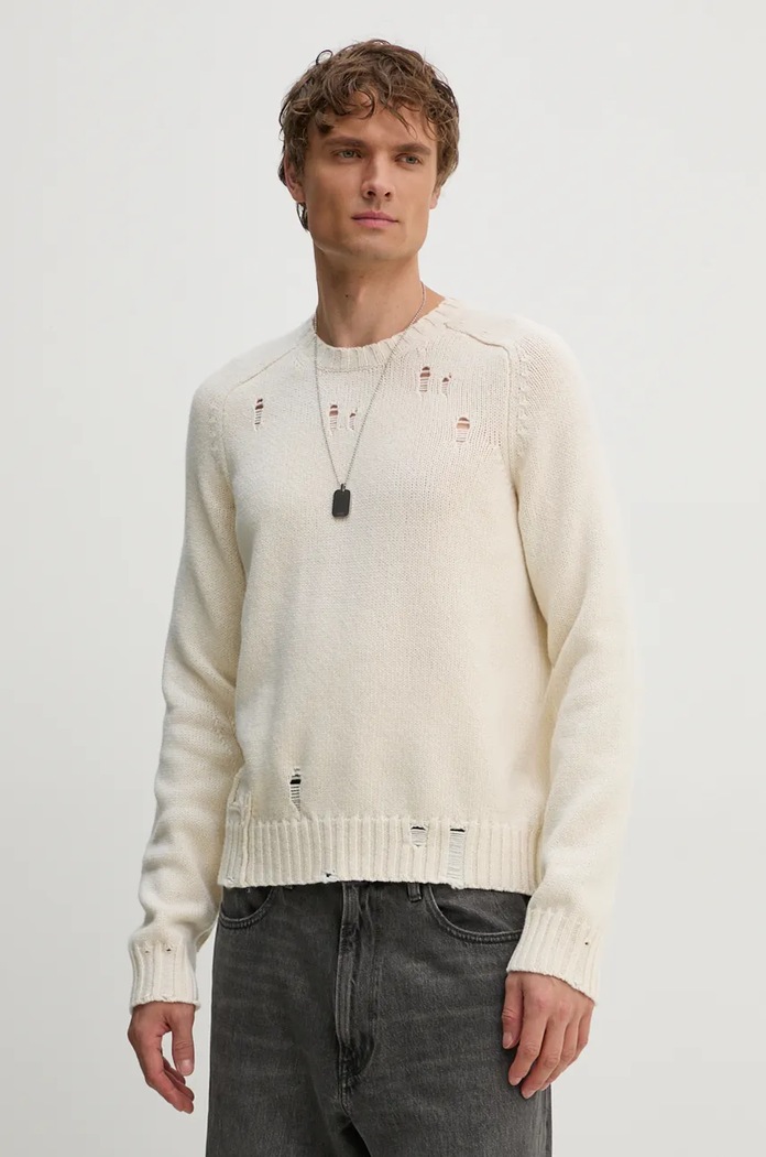 ZADIG&VOLTAIRE sweter wełniany okrągły beżowy KMSW00698