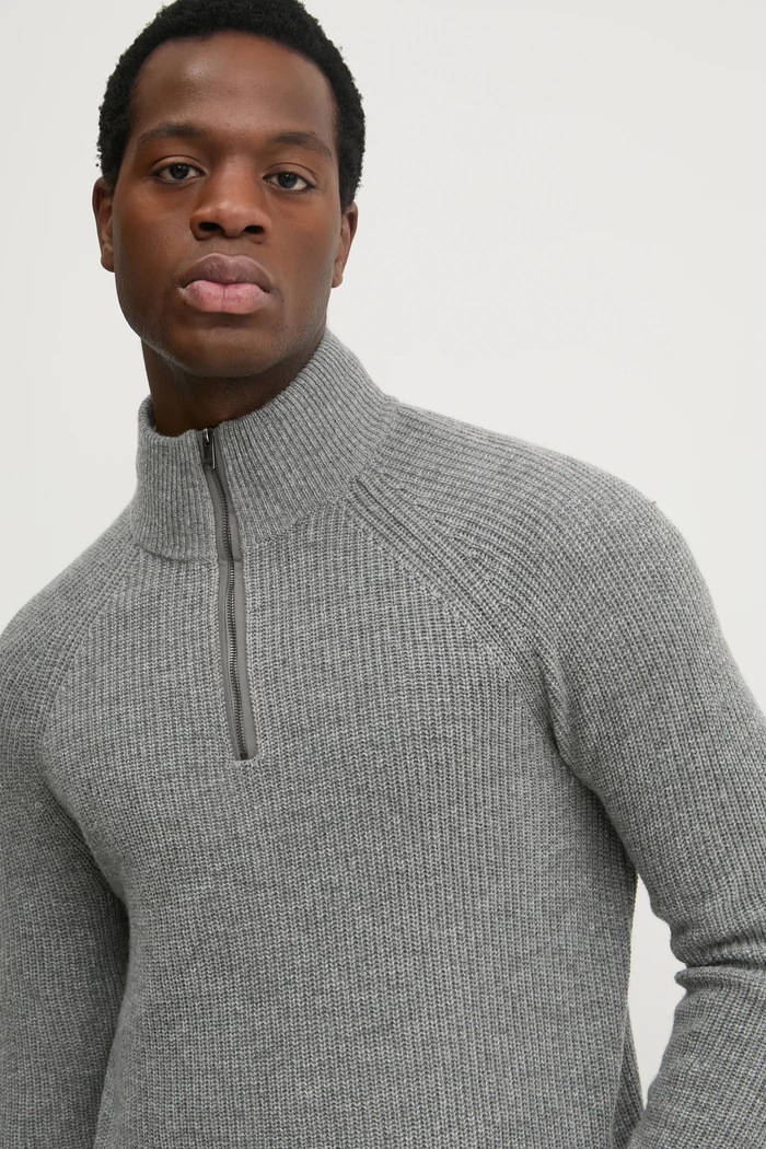 Vuneni pulover Hackett London siva HM703243