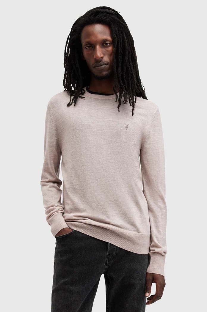 Vlnený sveter AllSaints MODE vlna béžová M002KZ