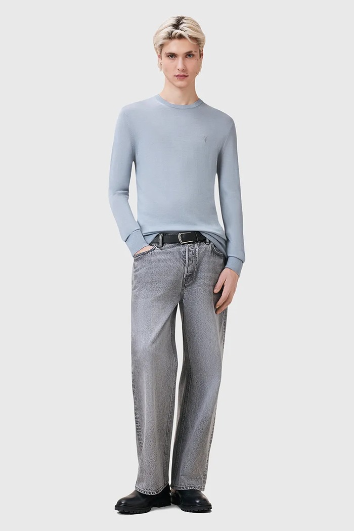 AllSaints gyapjú pulóver MODE M002KZ kék
