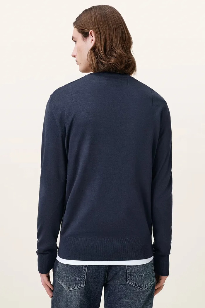 AllSaints sweter męski z wełny merino M002KZ granatowy AW25