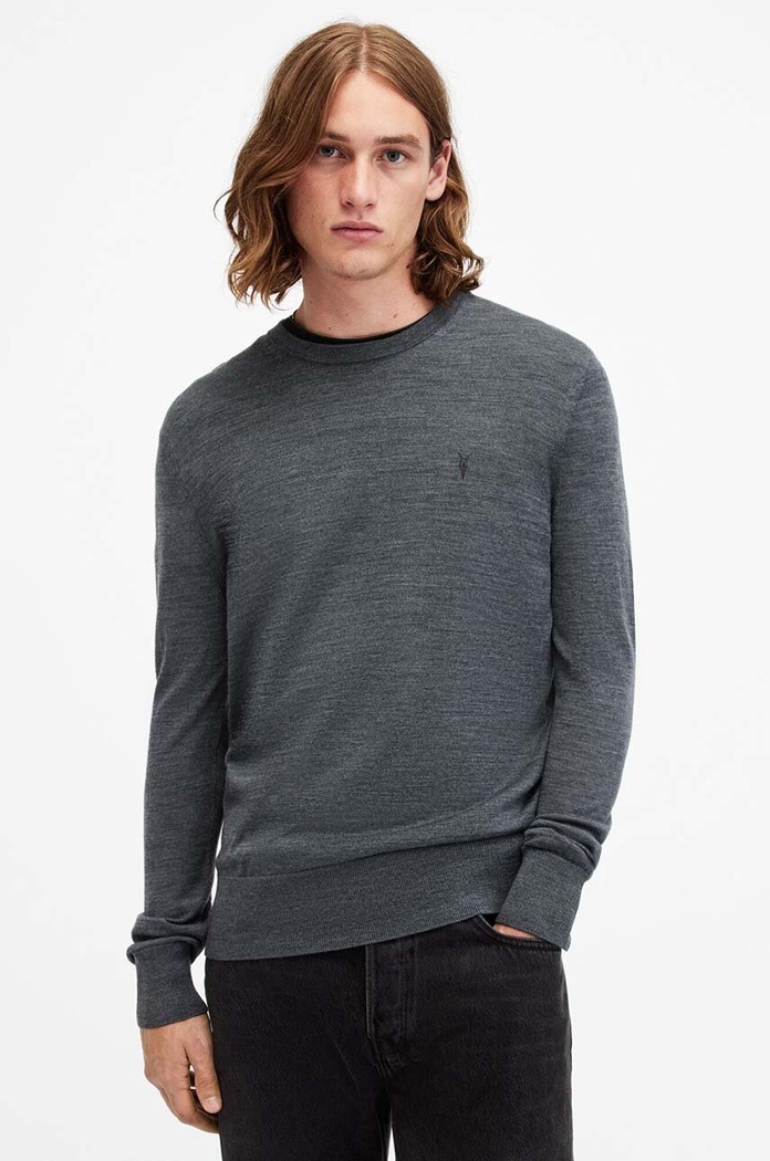 AllSaints sweter wełniany MODE okrągły granatowy M002KZ