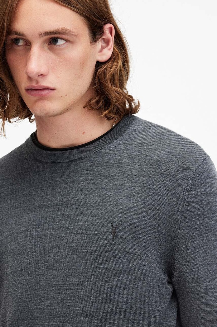 AllSaints sweter wełniany MODE M002KZ granatowy AW25