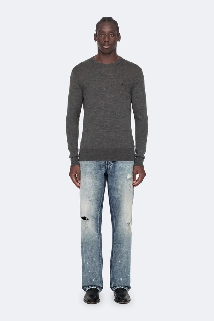 AllSaints Sweter męski z wełny merino M002KZ szary AW25