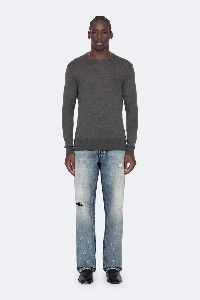 AllSaints Sweter męski z wełny merino M002KZ szary AW25