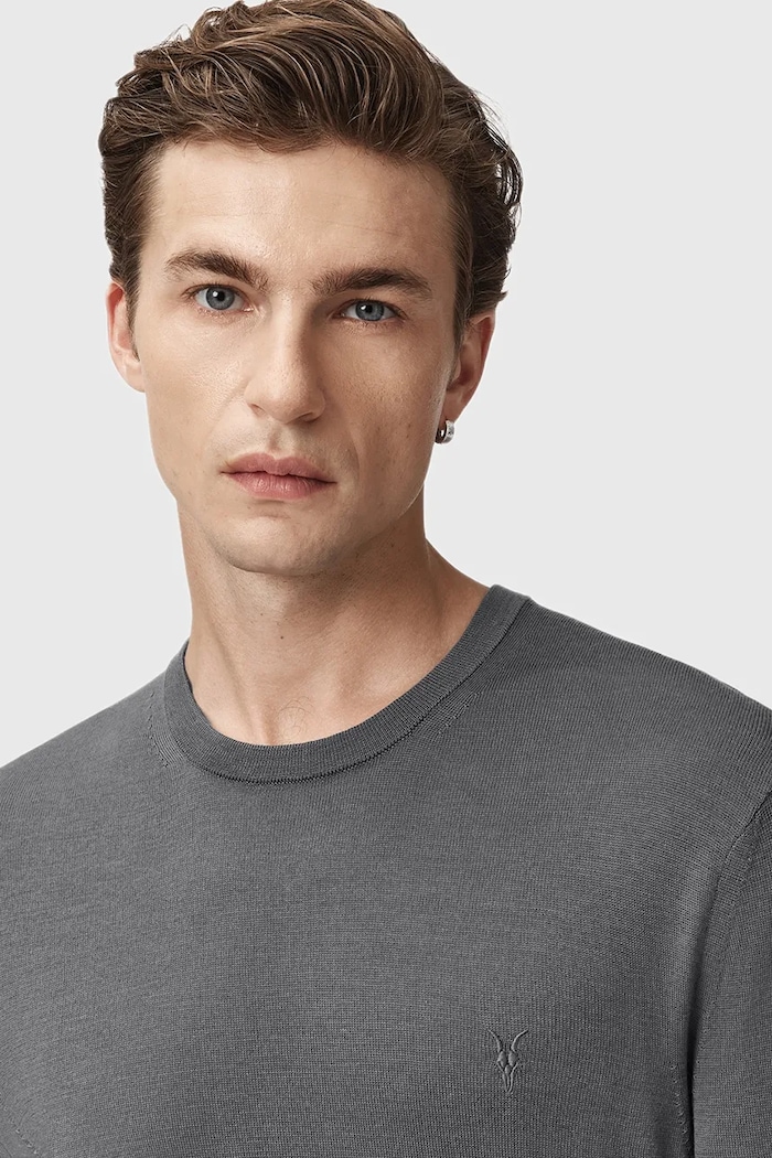 Vuneni pulover AllSaints MODE M002KZ siva AW25