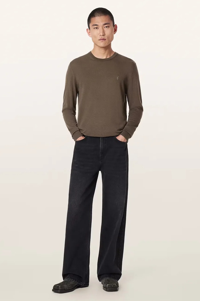 Odzież AllSaints Sweter męski z wełny merino M002KZ zielony