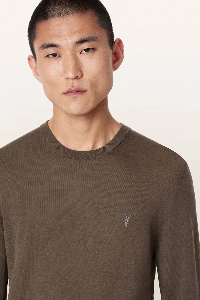 Sweter męski z wełny merino AllSaints M002KZ zielony