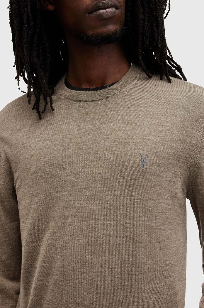 AllSaints sweter wełniany MODE M002KZ zielony AW25